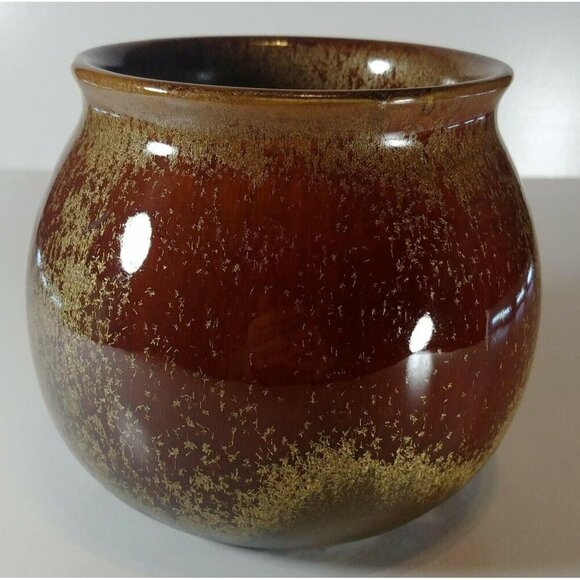 Partylite Brown & Gold Speckled Ceramic Vase Or Candle Holder Vintage - Picture 3 of 9